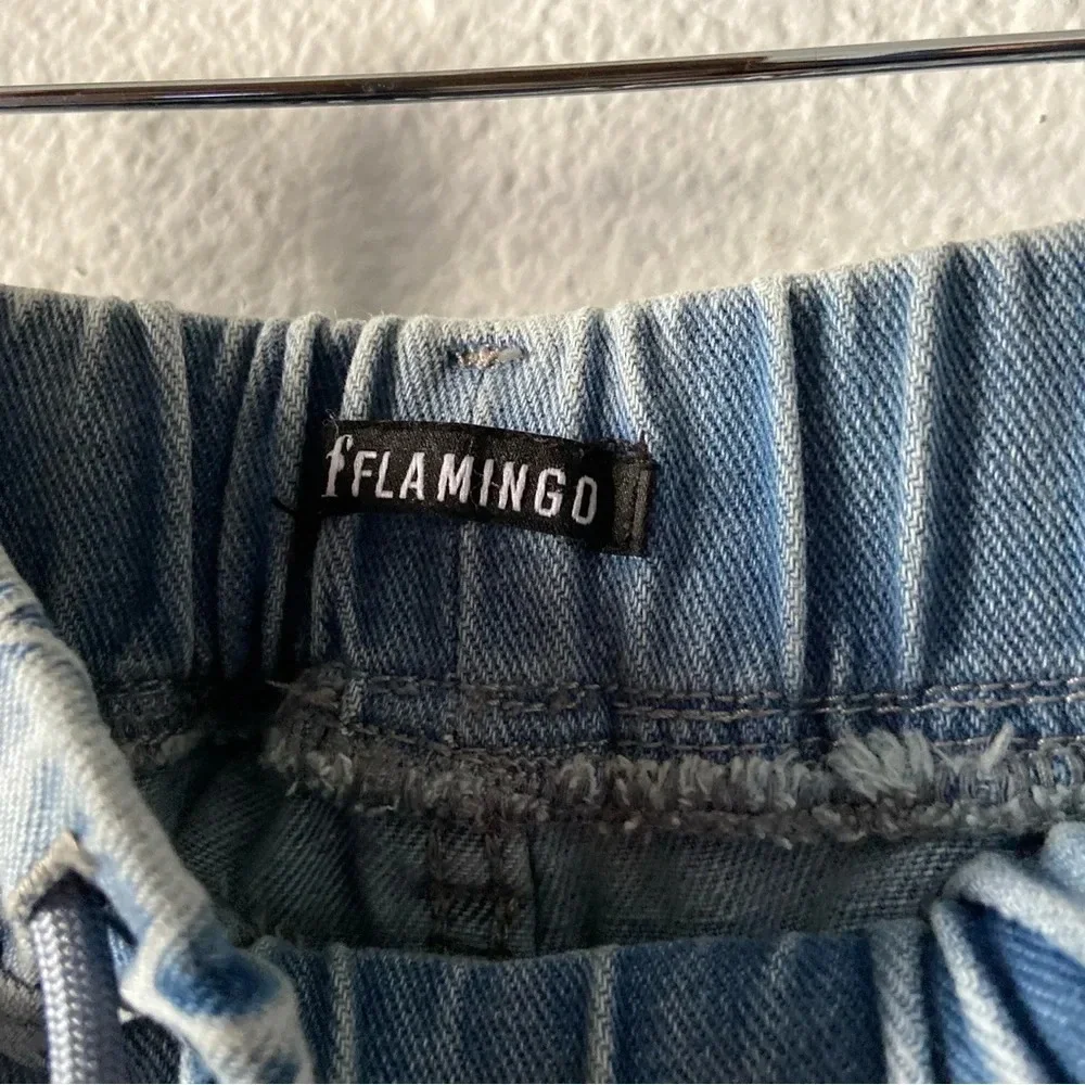 Drawstring High Waist Distress Jeans Fade Pants Pull On 2XL (14/16) Trendy NWT - Picture 10 of 14